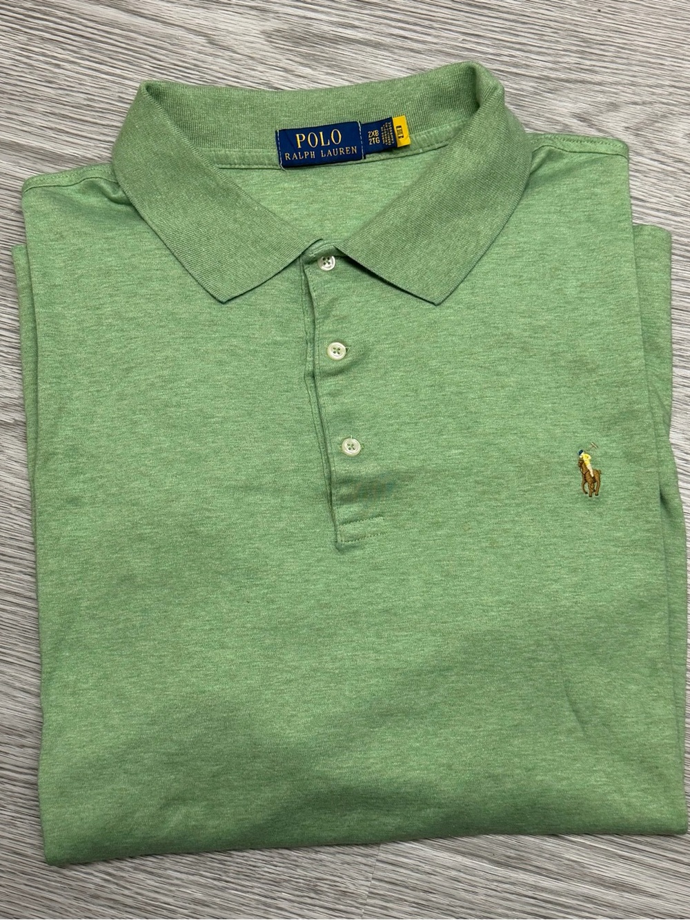 Ralph Lauren Polo Shirt Mens 2XB Green Short Sleeve Flesh Pony Classic Fit Soft